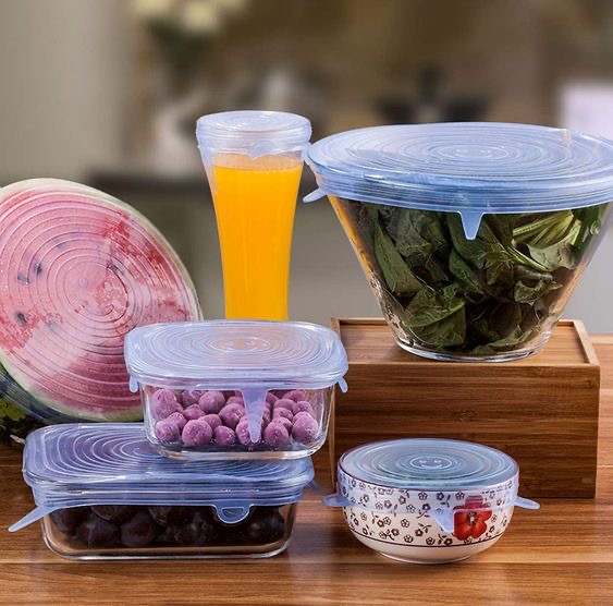 Jeu de 06 Couvercles élastiques pour garder vos couverts au frigo