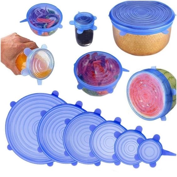 Jeu de 06 Couvercles élastiques pour garder vos couverts au frigo
